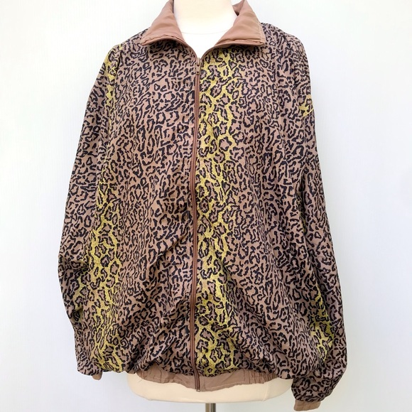 Vintage 80’s leopard print mob wife warm up track jacket windbreaker coat - Picture 2 of 9